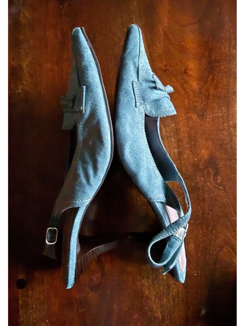 Highlights Women's Blue Suede Slingback Heels Size 10W